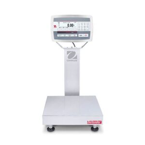 Ohaus Defender 5000 stainless steel Bench check weighing scale with white background