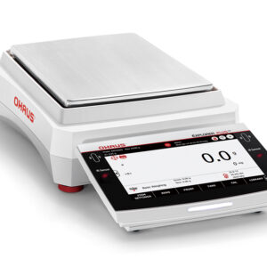 Ohaus Explorer Plus precision Balance. No draft shield side on white background