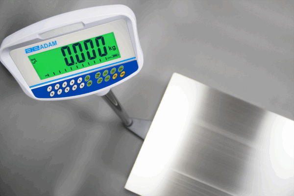 Adam GFK/GFK Bench checkweighing scale seen top down.