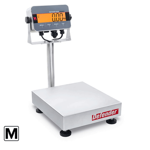 30685149 - Ohaus Defender 3000 D33XW Stainless Steel i-D33XW30C1R6GB-M 30 kg x 10g Trade Approved Industrial Washdown Scale