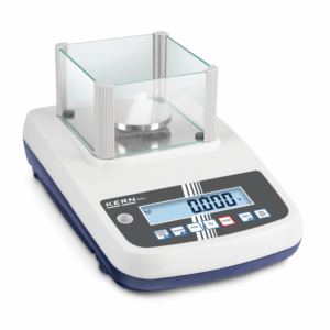 Kern EWJ Compact Precision Balance, viewed from the left on a white background