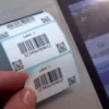 BTT Checkweighing scale closeup on labels with barcode on.