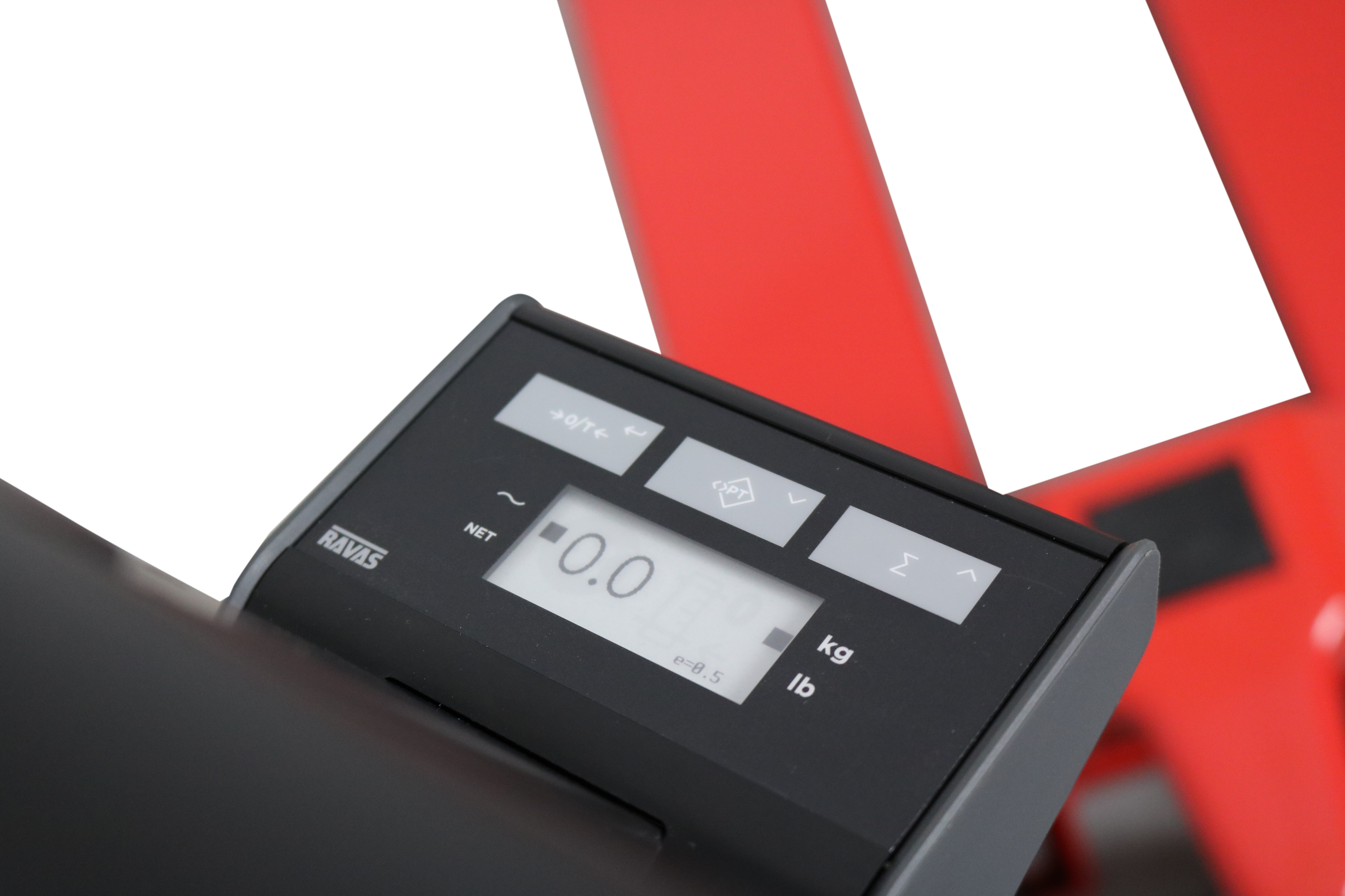 ipt-economy_indicator-on-handle_2 Ravas iPT Intelligent Pallet Truck Scale close up of built in indicator