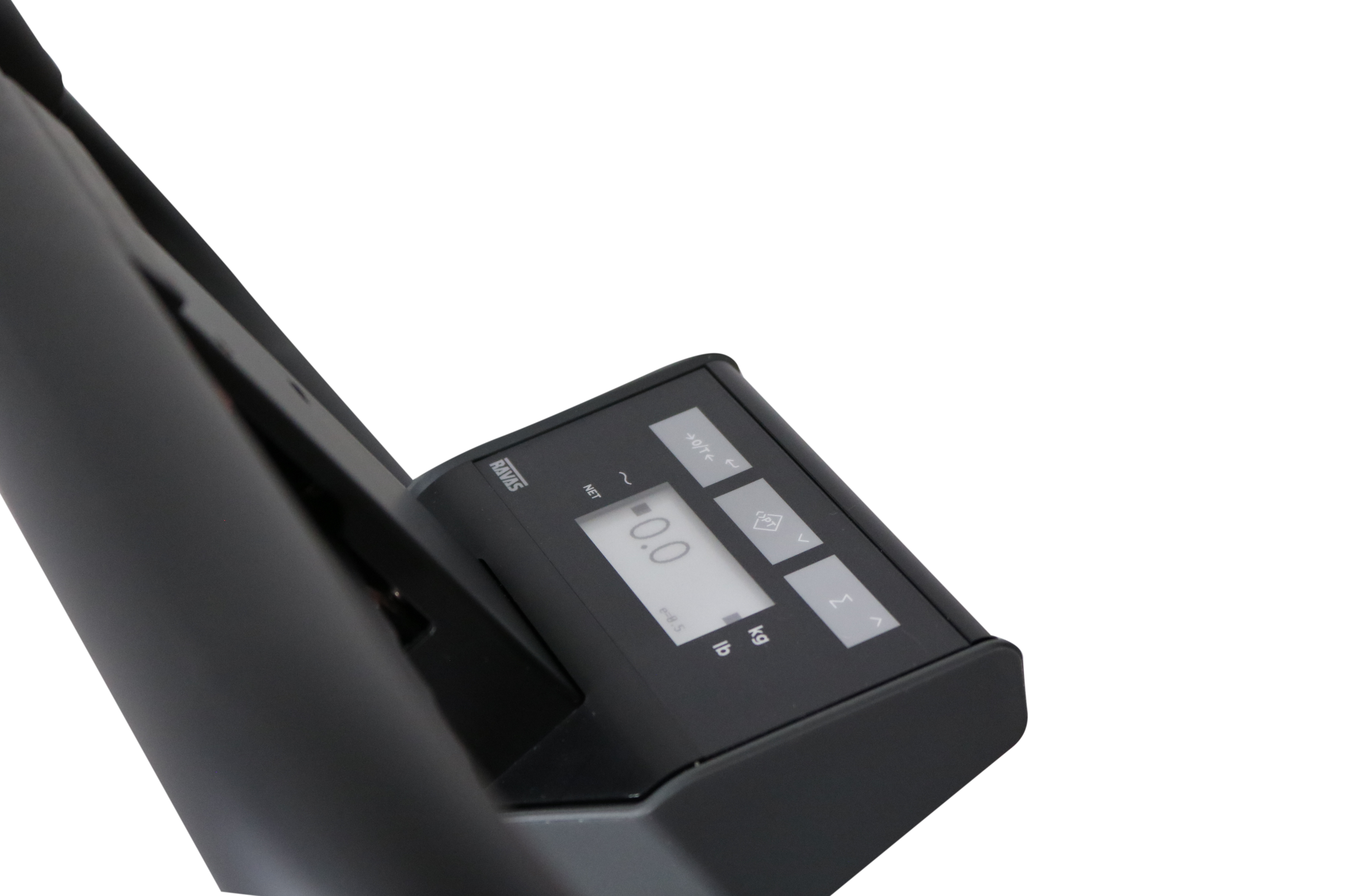 ipt-economy_indicator-right-side Ravas iPT Intelligent Pallet Truck Scale closeup of built in indicator alternate side angle