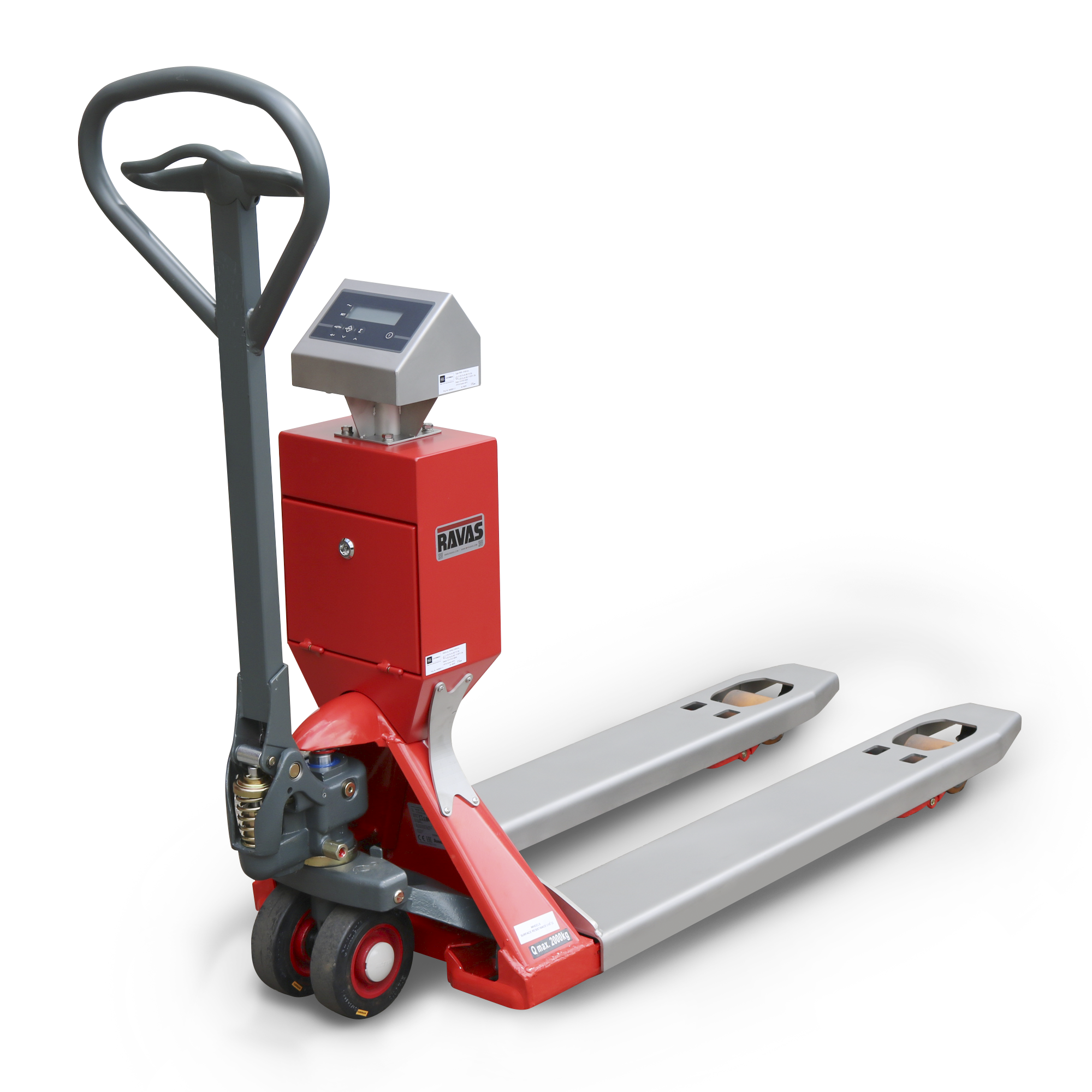 ravas-2100-exi Ravas 2100 EXi ATEX Pallet Truck Scale full Pallet truck alternate angle.