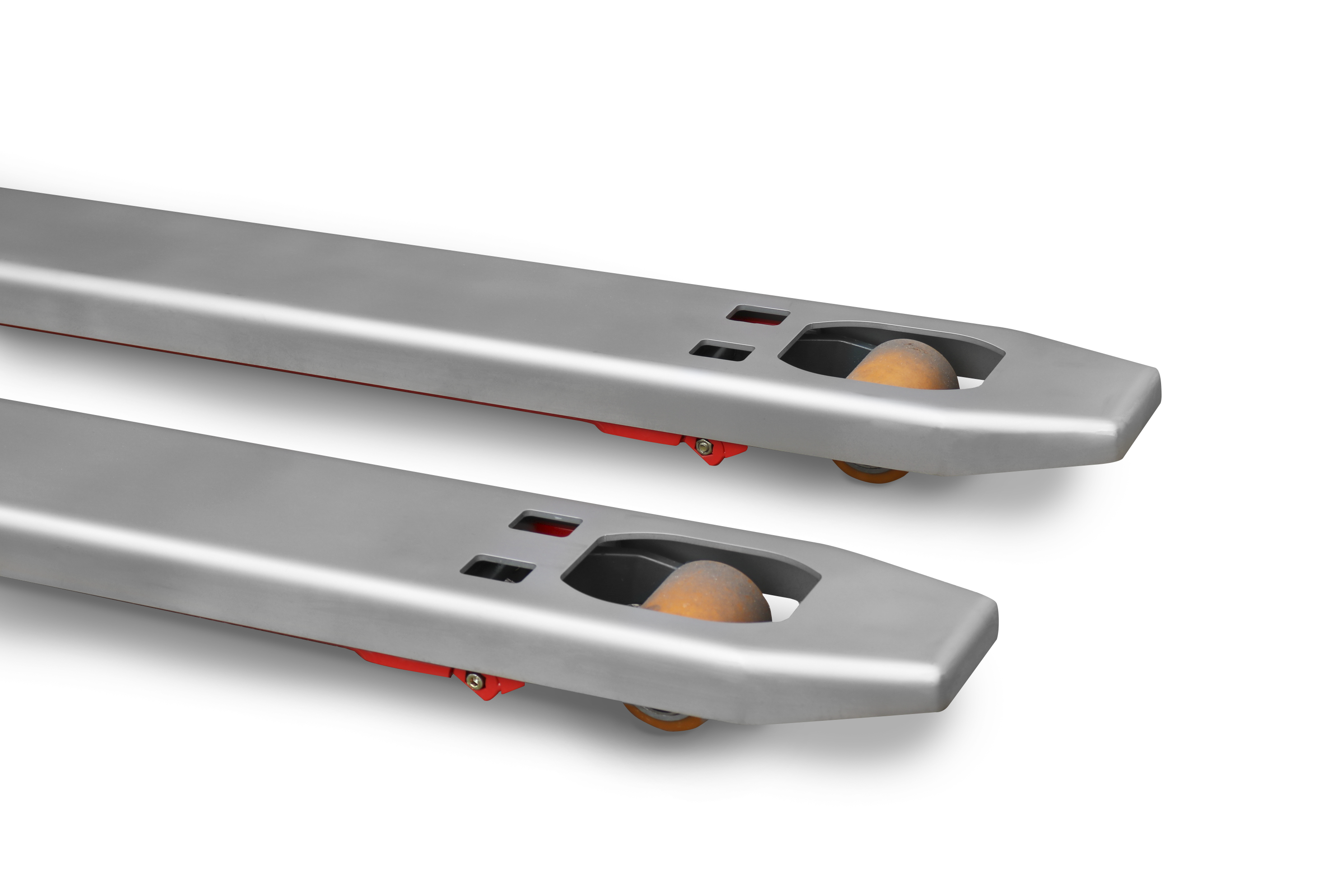 ravas-2100-exi_forkshoe Ravas 2100 EXi ATEX Pallet Truck Scale closeup of front wheels on forks.